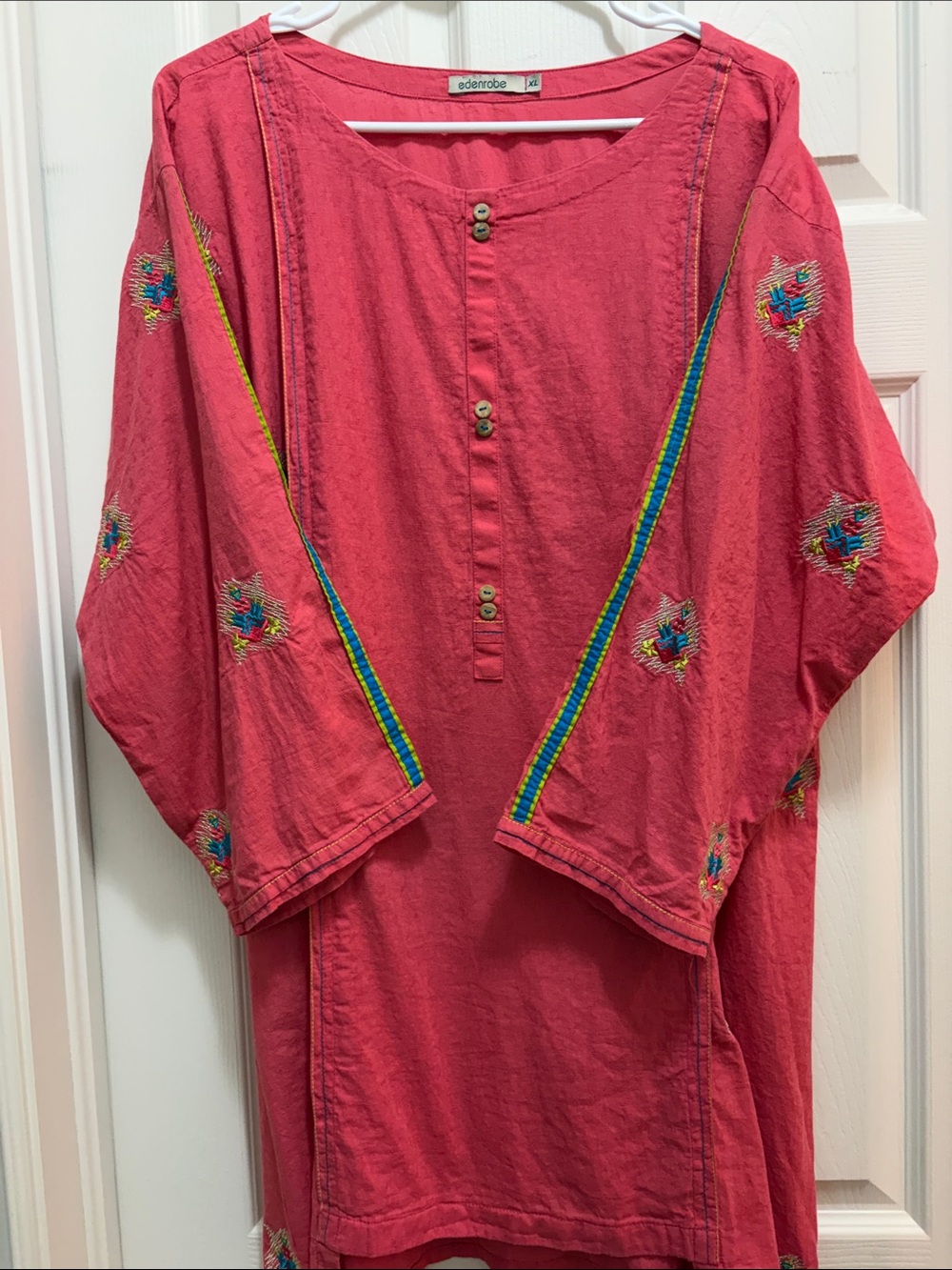 Edenrobe Pink Embroidered Tunic Top